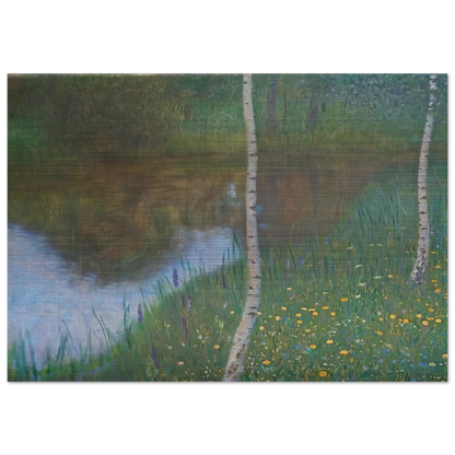LAKESIDE WITH BIRCH TREES 1901 - Gustav Klimt Brushed Aluminum Print - 70x100 cm / 28x40 inches | Gustav Klimt Aluminum Print | Gustav Klimt Prints