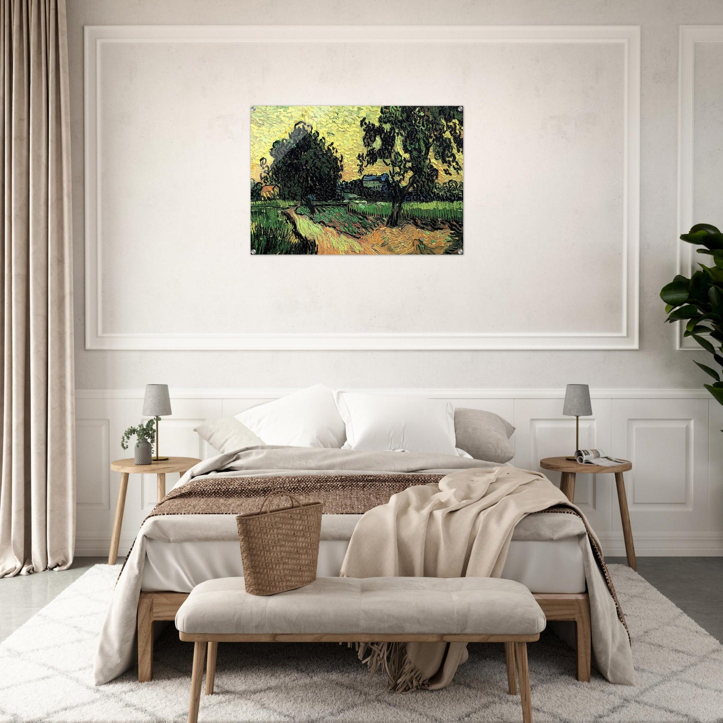 Landscape with the Chateau of Auvers at Sunset - Vincent van Gogh Acrylic Print - 70x100 cm / 28x40″ inches
