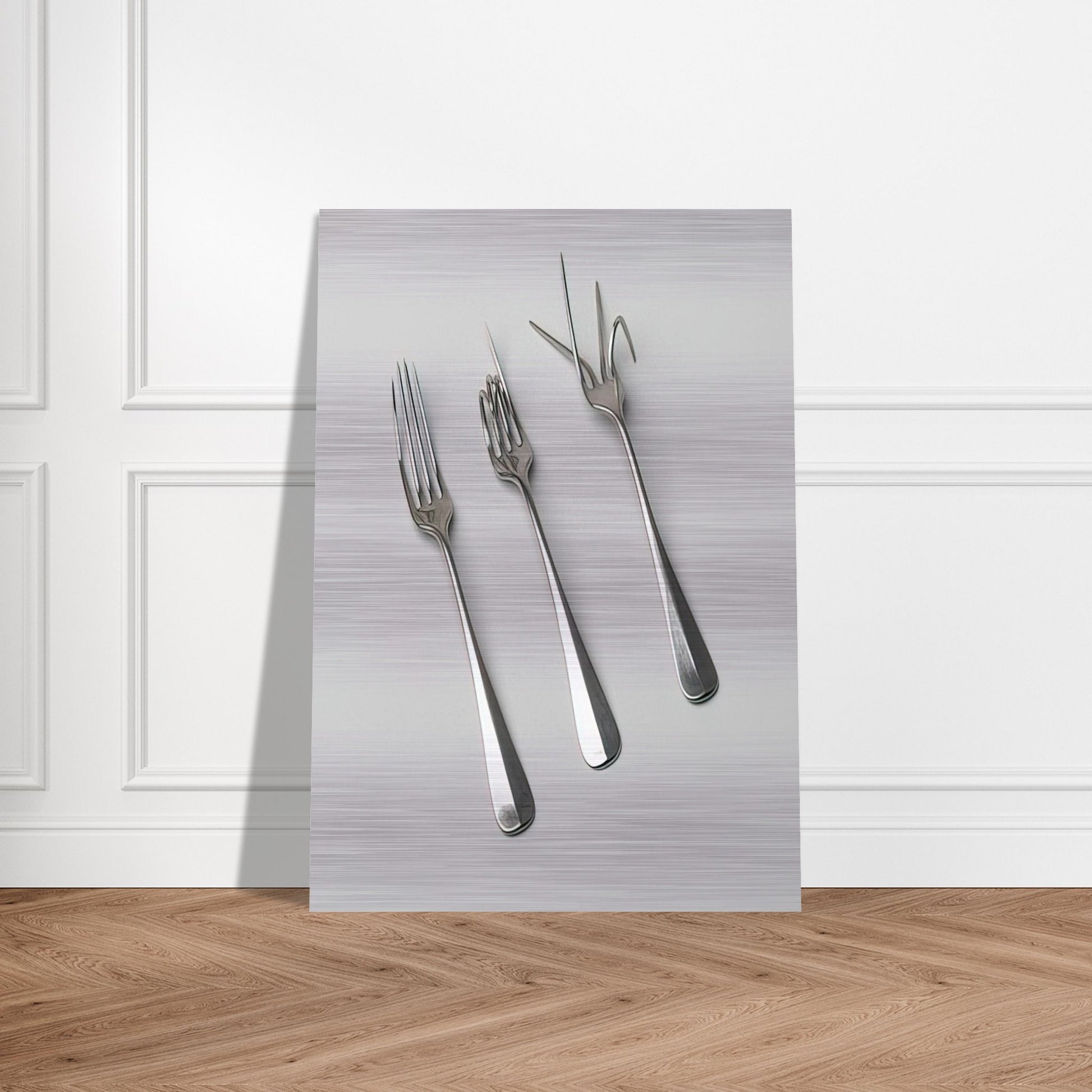 Fork Design - 1958 - Bruno Munari Brushed Aluminum Print - 70x100 cm / 28x40 inches | Bruno Munari Aluminum Print | Bruno Munari Prints