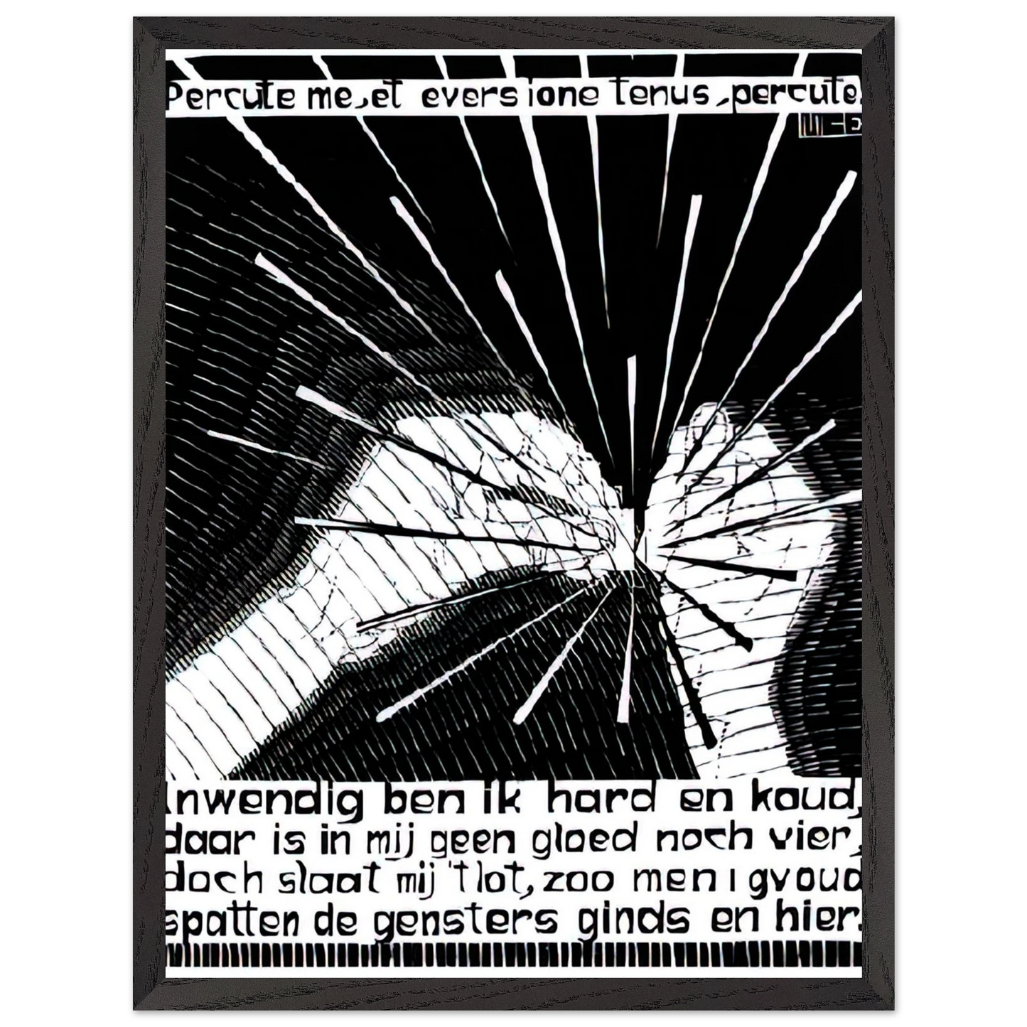 MC Escher - EMBLEMATA FLINT Wall Art - 60x80 cm / 24x32 inches - Premium Wooden Framed Poster With Fine Art Paper - White frame