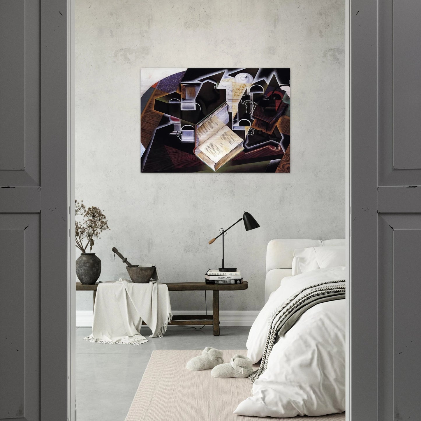 BOOK PIPE AND GLASSES - Juan Gris Brushed Aluminum Print - 70x100 cm / 28x40 inches | Juan Gris Aluminum Print | Juan Gris Prints