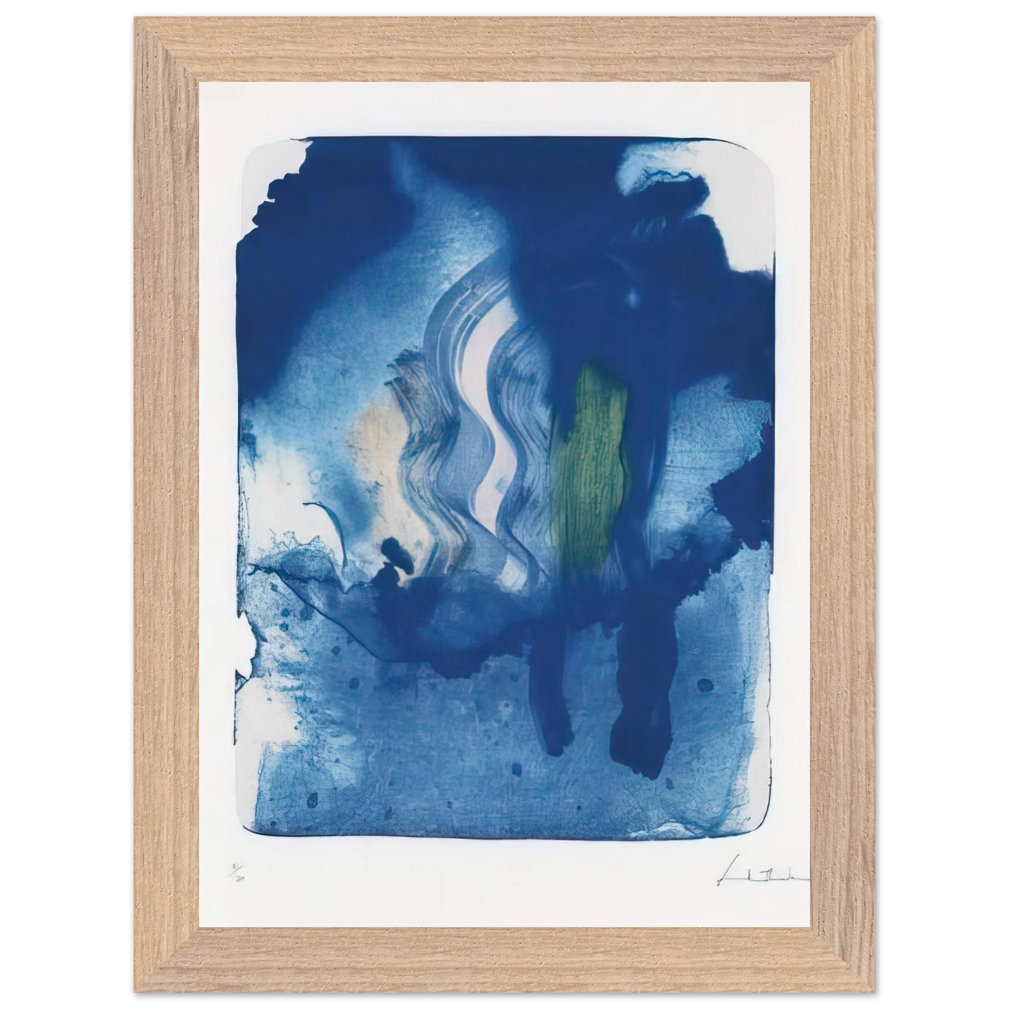 Helen Frankenthaler - Reflections V - 1995 Wall art - 21x29.7 cm / 8x12" - Premium Wooden Framed Poster With Fine Art Paper-canvas - White frame