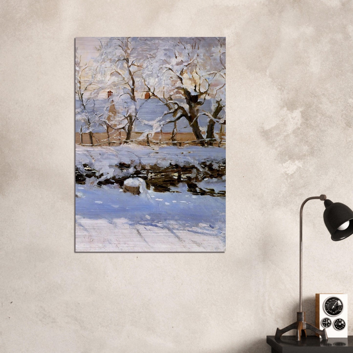 The Magpie - claude monet Brushed Aluminum Print - 70x100 cm / 28x40 inches | claude monet Aluminum Print | claude monet Prints