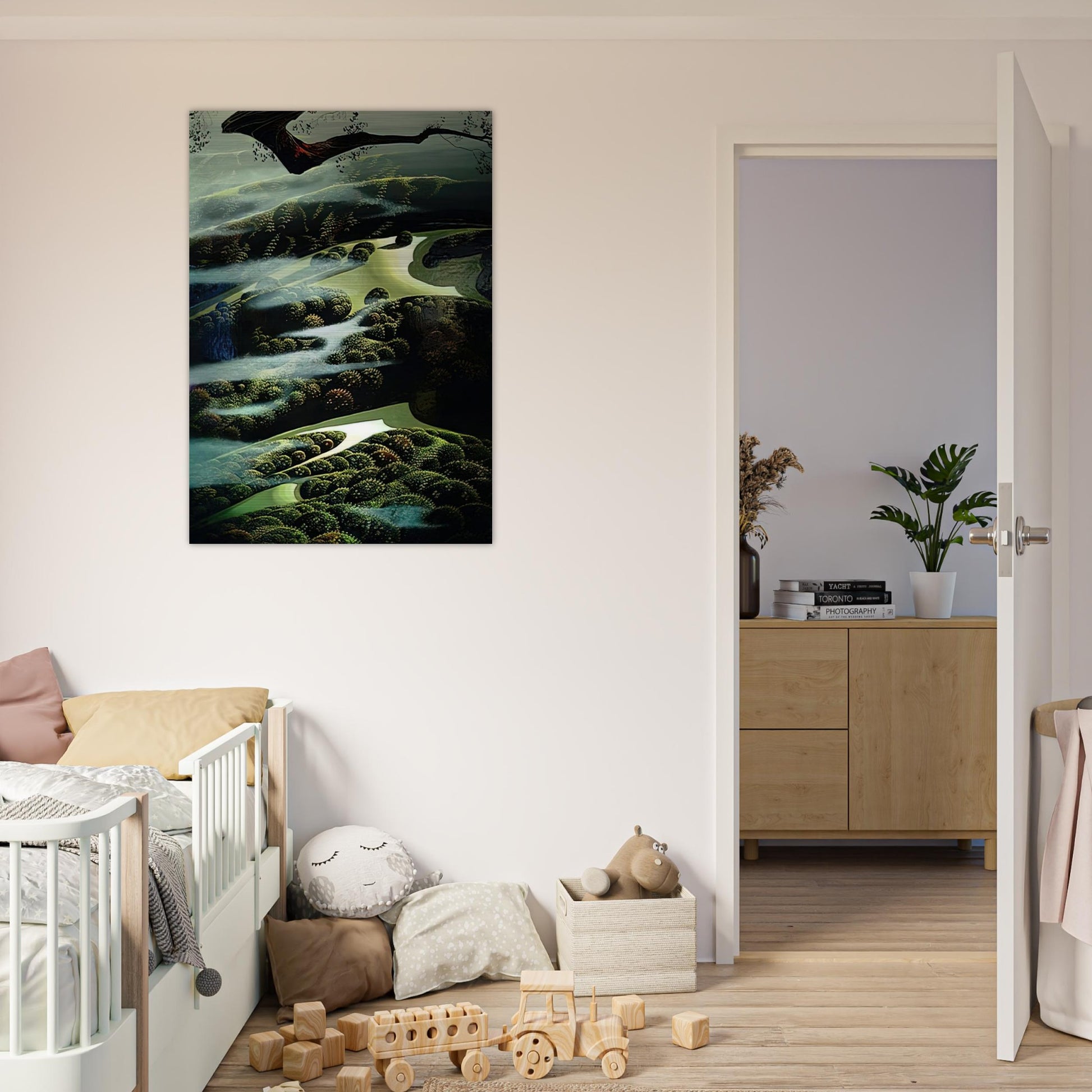Carmel Valley Memory - Eyvind Earle Brushed Aluminum Print - 70x100 cm / 28x40 inches | Eyvind Earle Aluminum Print | Eyvind Earle Prints