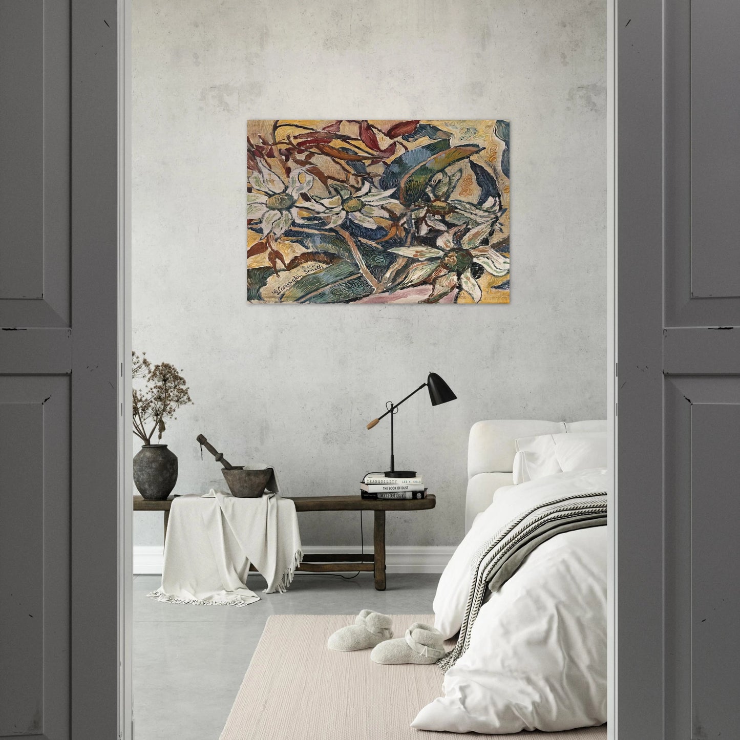 Flannel flowers and gum leaves - 1928 - Grace Cossington Smith Brushed Aluminum Print - 70x100 cm / 28x40 inches | Grace Cossington Smith Aluminum Print | Grace Cossington Smith Prints