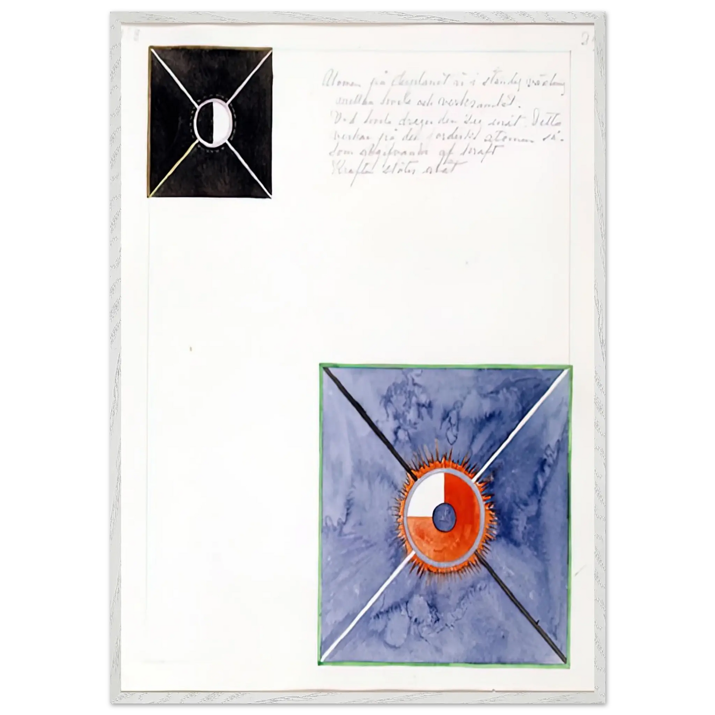 Hilma af Klint - ATOM SERIES NO 8 ATOM ON THE ETHER PLANE IS IN CONSTANT CHANGE BETWEEN REST AND ACTIVITY AT THE 1917 Wall art - A3 (29.7 x 42  cm) - Premium Wooden Framed Poster With Fine Art Paper - White frame