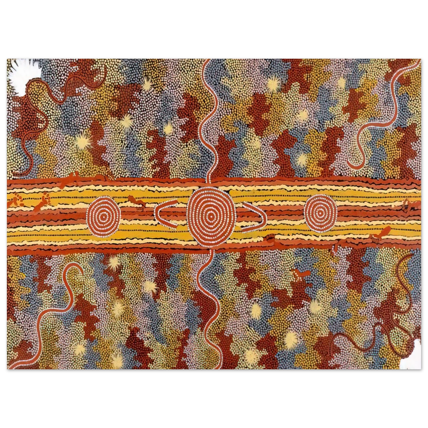 Clifford Possum Tjapaltjarri - Corrobboree Dreaming - Native Art  75x100 cm / 30x40inches Fine Art Poster