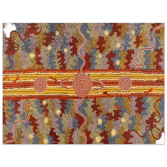 Clifford Possum Tjapaltjarri - Corrobboree Dreaming - Native Art  75x100 cm / 30x40inches Fine Art Poster