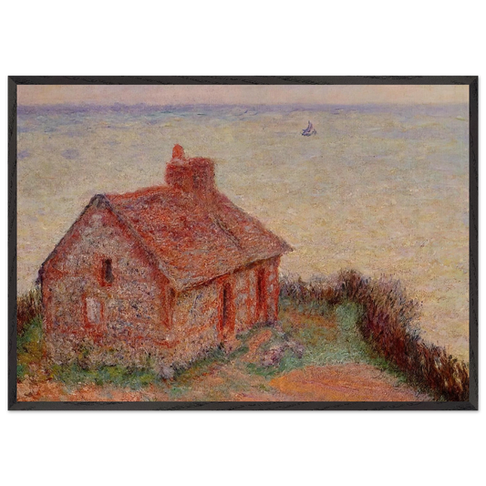 Customs House Rose Effect - claude monet 70x100 cm / 28x40 inches Framed Art Print – Black Wooden Frame