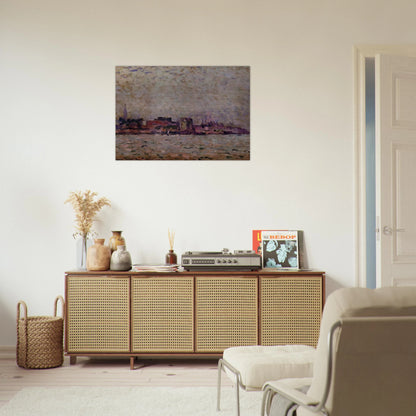 MORNING FOG OVER THE PORT OF VEER HOLLAND 1906 - Theo van Rysselberghe Brushed Aluminum Print - 70x100 cm / 28x40 inches | Theo van Rysselberghe Aluminum Print | Theo van Rysselberghe Prints