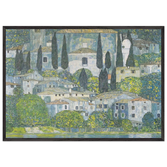 CHRURCH IN CASSONE 1913 - Gustav Klimt 70x100 cm / 28x40 inches Framed Art Print – Black Wooden Frame