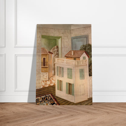 THE HOUSE IN THE HOUSE - Giorgio de Chirico Brushed Aluminum Print - 70x100 cm / 28x40 inches | Giorgio de Chirico Aluminum Print | Giorgio de Chirico Prints