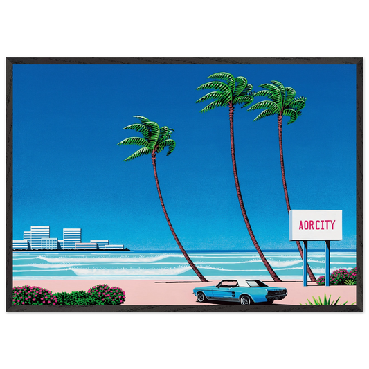 Light Mellow Sealine N2 - Hiroshi Nagai 70x100 cm / 28x40 inches Framed Art Print – Black Wooden Frame