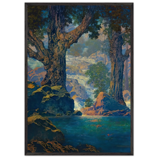 Cascades Quiet Solitude - Maxfield Parrish 70x100 cm / 28x40 inches Framed Art Print – Black Wooden Frame