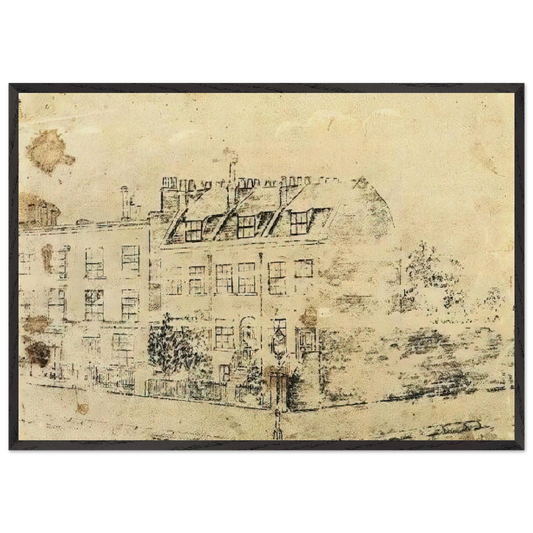 Vincents Boarding House in Hackford Road Brixton London - Vincent van Gogh 70x100 cm / 28x40 inches Framed Art Print – Black Wooden Frame
