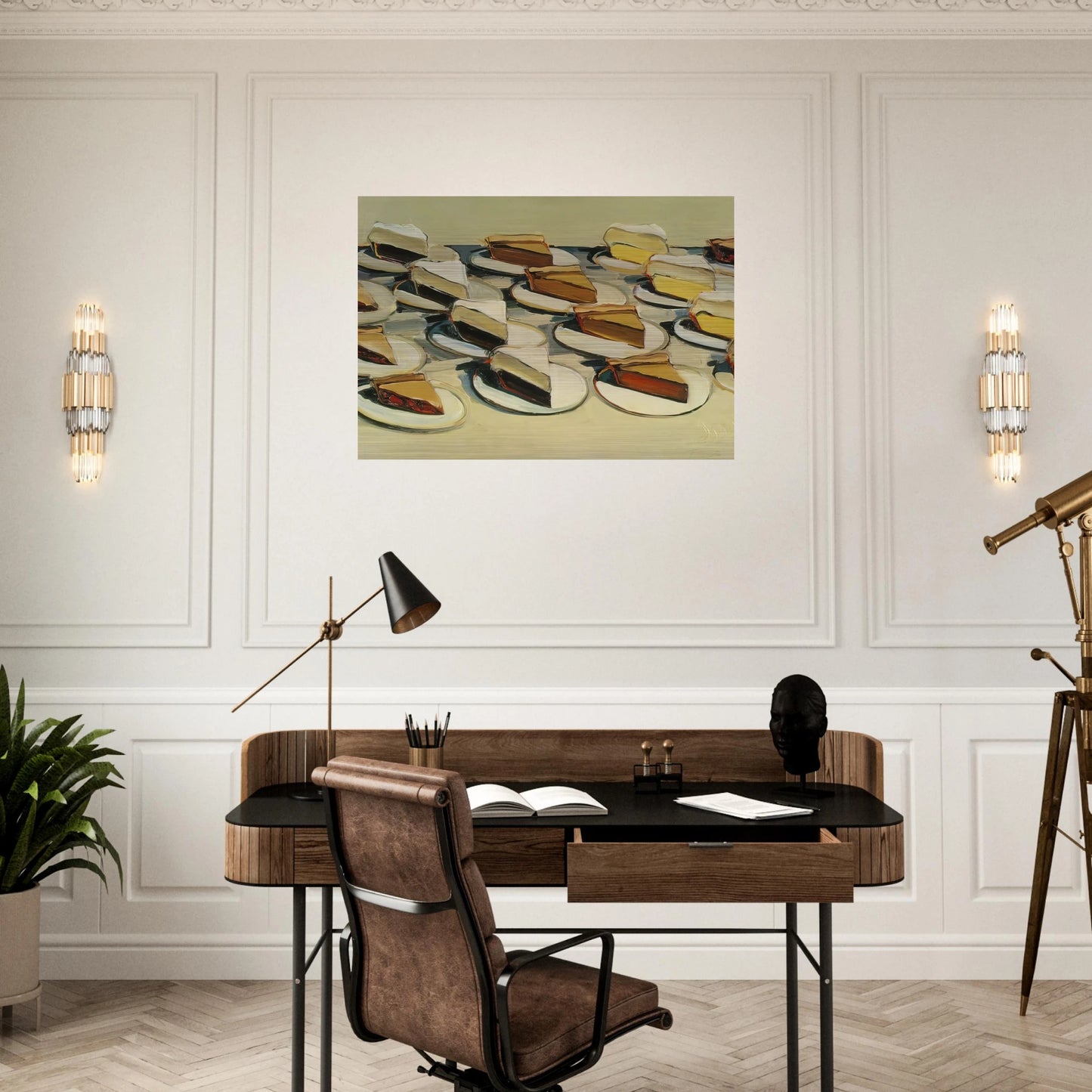 Pies, Pies, Pies - 1961 - Wayne Thiebaud Brushed Aluminum Print - 70x100 cm / 28x40 inches | Wayne Thiebaud Aluminum Print | Wayne Thiebaud Prints