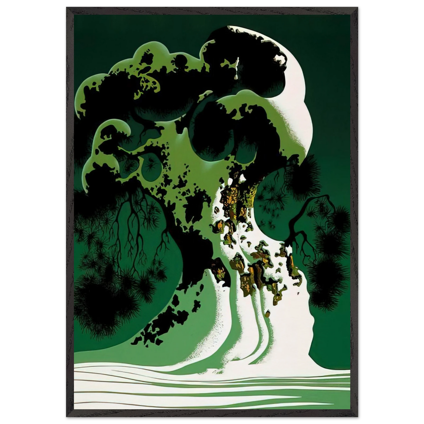 Snow Covered Bonsai - Eyvind Earle 70x100 cm / 28x40 inches Framed Art Print – Black Wooden Frame