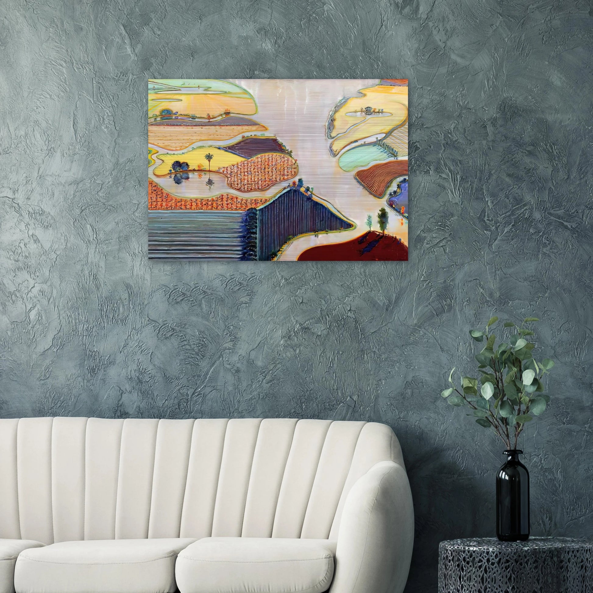 Delta Farms - 1996 - Wayne Thiebaud Brushed Aluminum Print - 70x100 cm / 28x40 inches | Wayne Thiebaud Aluminum Print | Wayne Thiebaud Prints