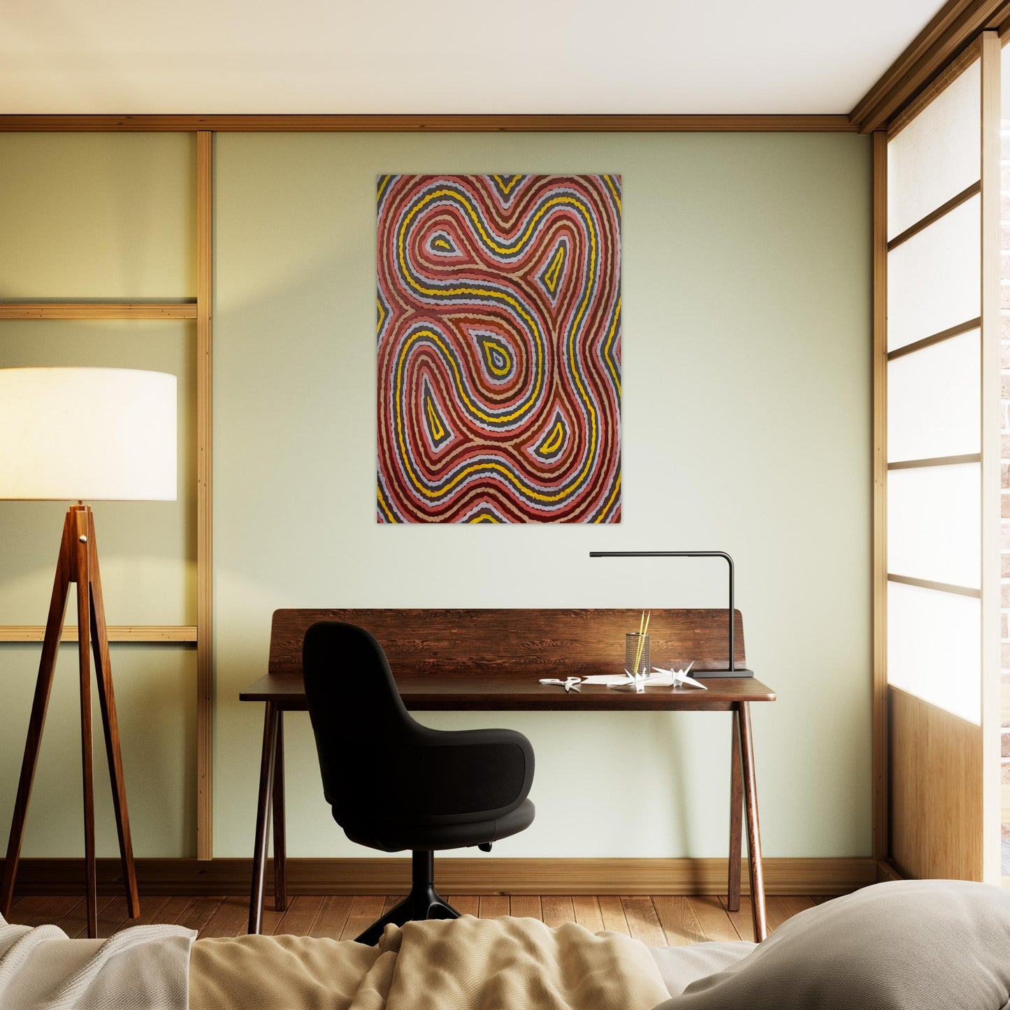 Worm Dreaming - 1998 - Clifford Possum Tjapaltjarri Brushed Aluminum Print - 70x100 cm / 28x40 inches | Clifford Possum Tjapaltjarri Aluminum Print | Clifford Possum Tjapaltjarri Prints