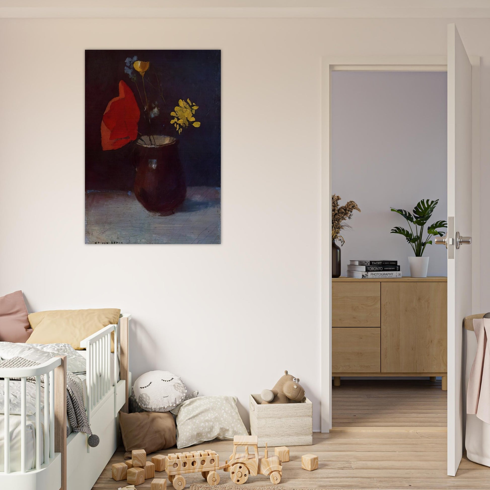PITCHER OF FLOWERS - Odilon Redon Brushed Aluminum Print - 70x100 cm / 28x40 inches | Odilon Redon Aluminum Print | Odilon Redon Prints