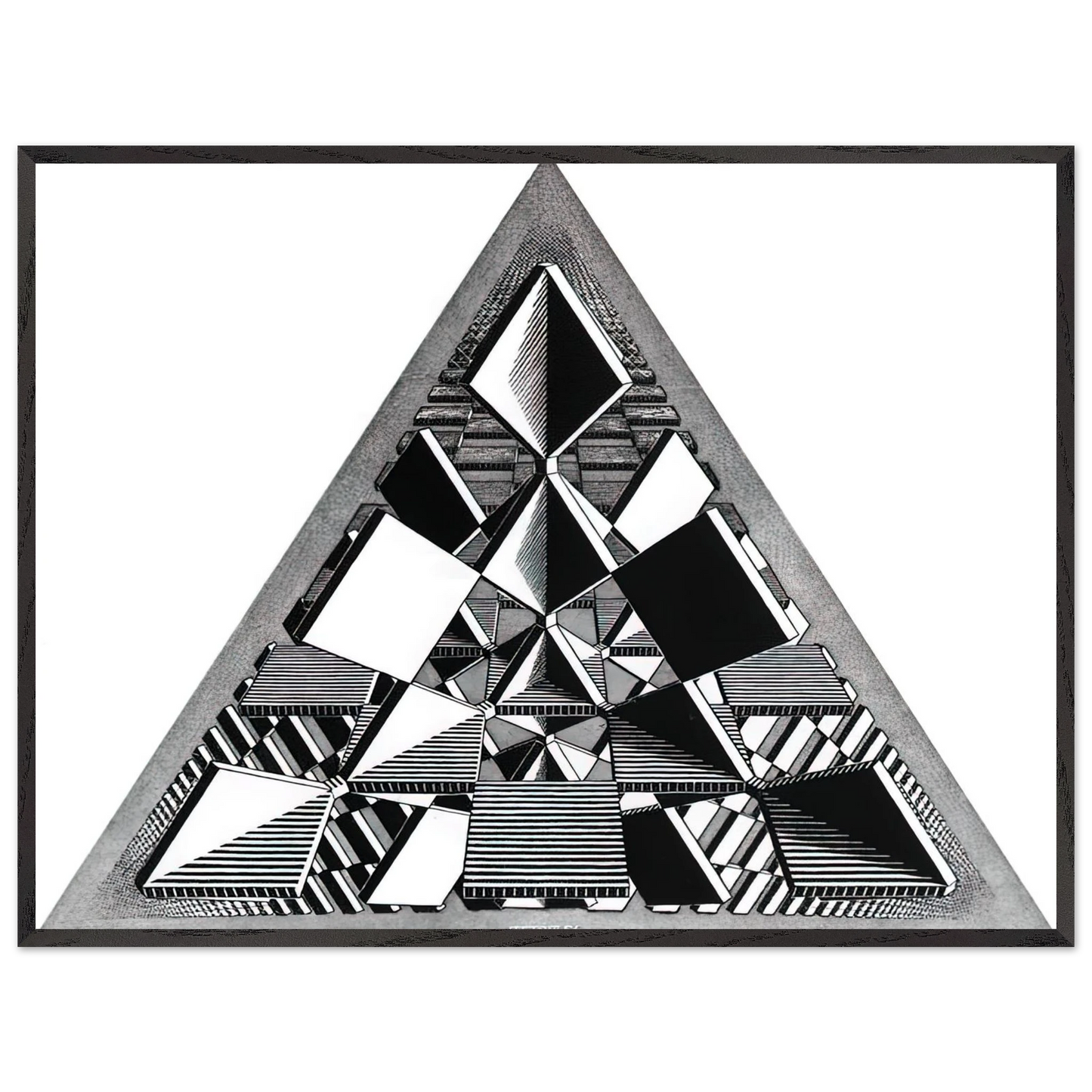 MC Escher - THREE INTERSECTING PLANES Wall Art - 21x29.7 cm / 8x12" - Premium Wooden Framed Poster With Fine Art Paper-canvas - White frame