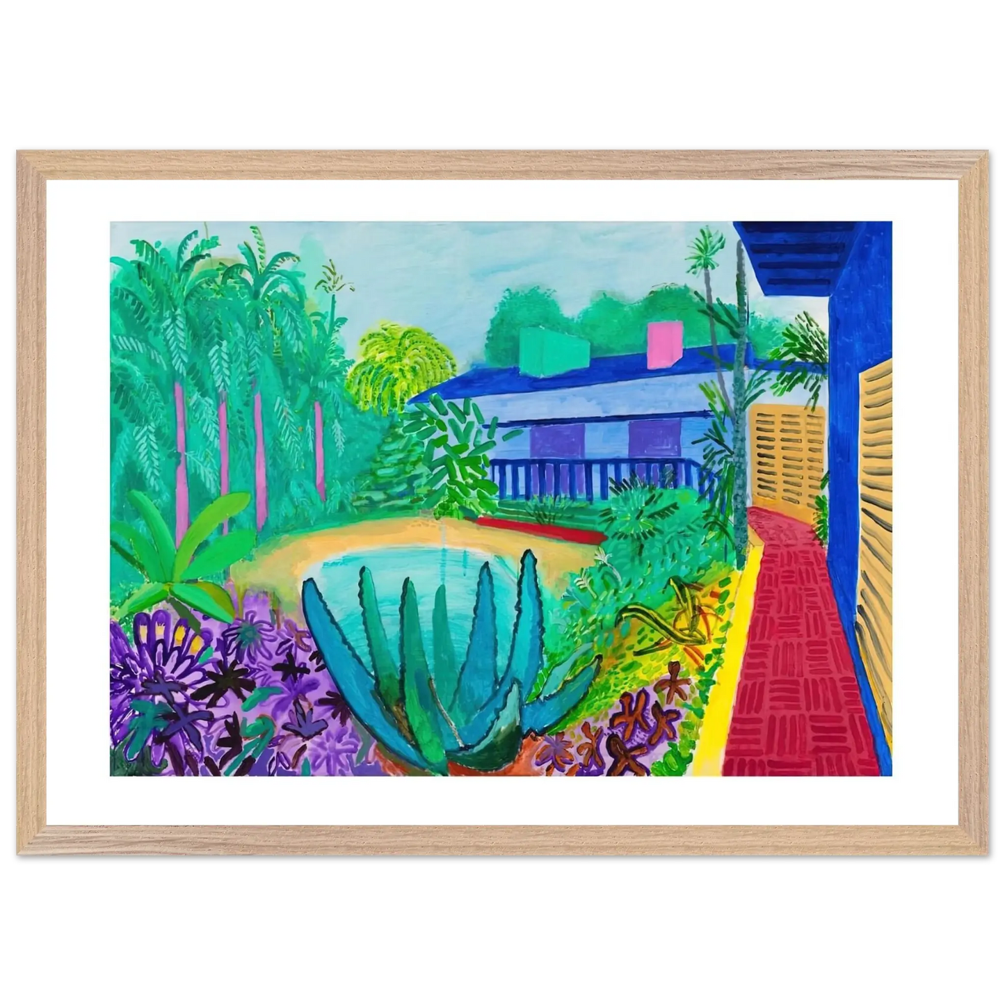 David Hockney - David Hockney Wall art - 50x70 cm / 20x28 Inches - Premium Wooden Framed Poster With Fine Art Paper - White frame