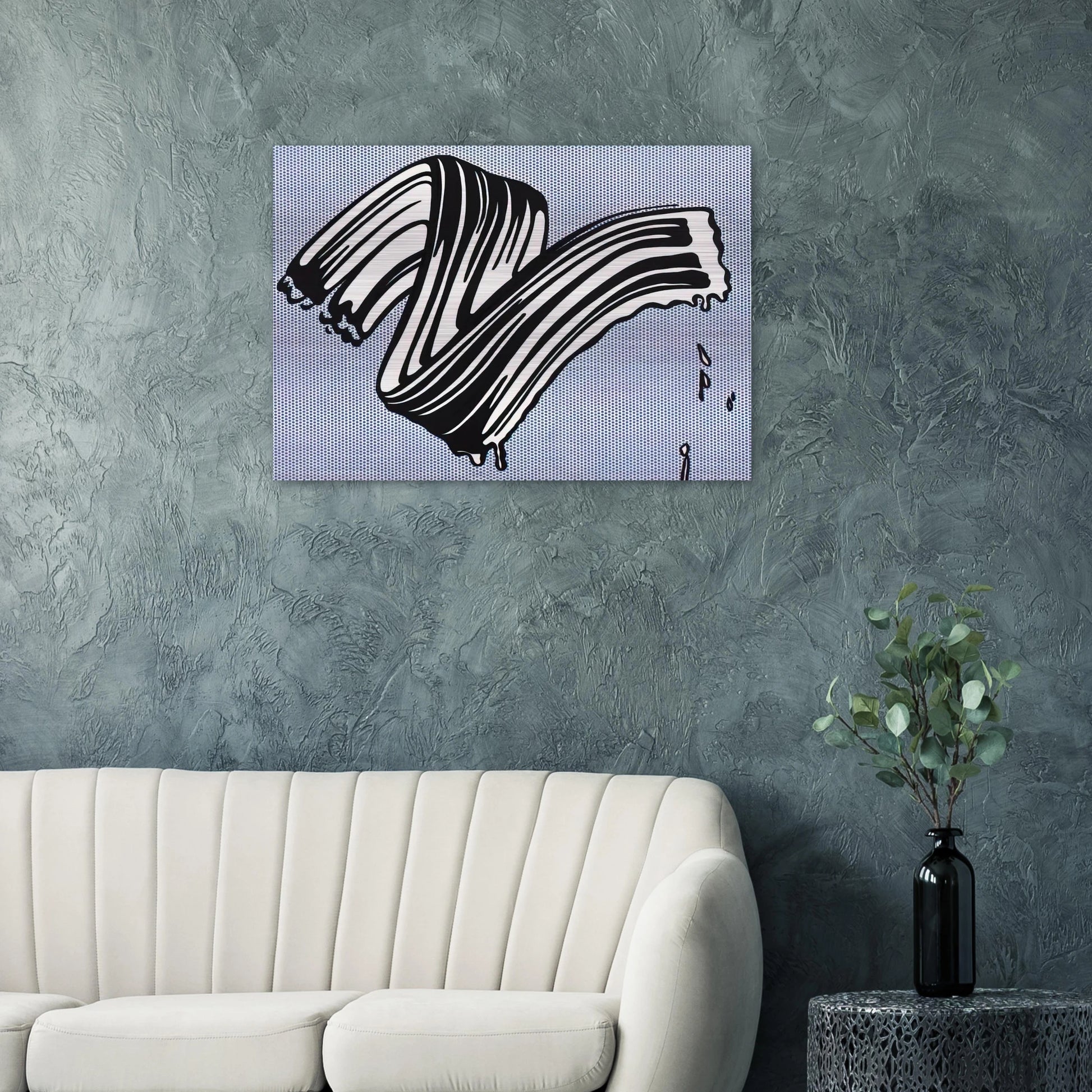 WHITE BRUSHSTROKE I 1965 - Roy Lichtenstein Brushed Aluminum Print - 70x100 cm / 28x40 inches | Roy Lichtenstein Aluminum Print | Roy Lichtenstein Prints