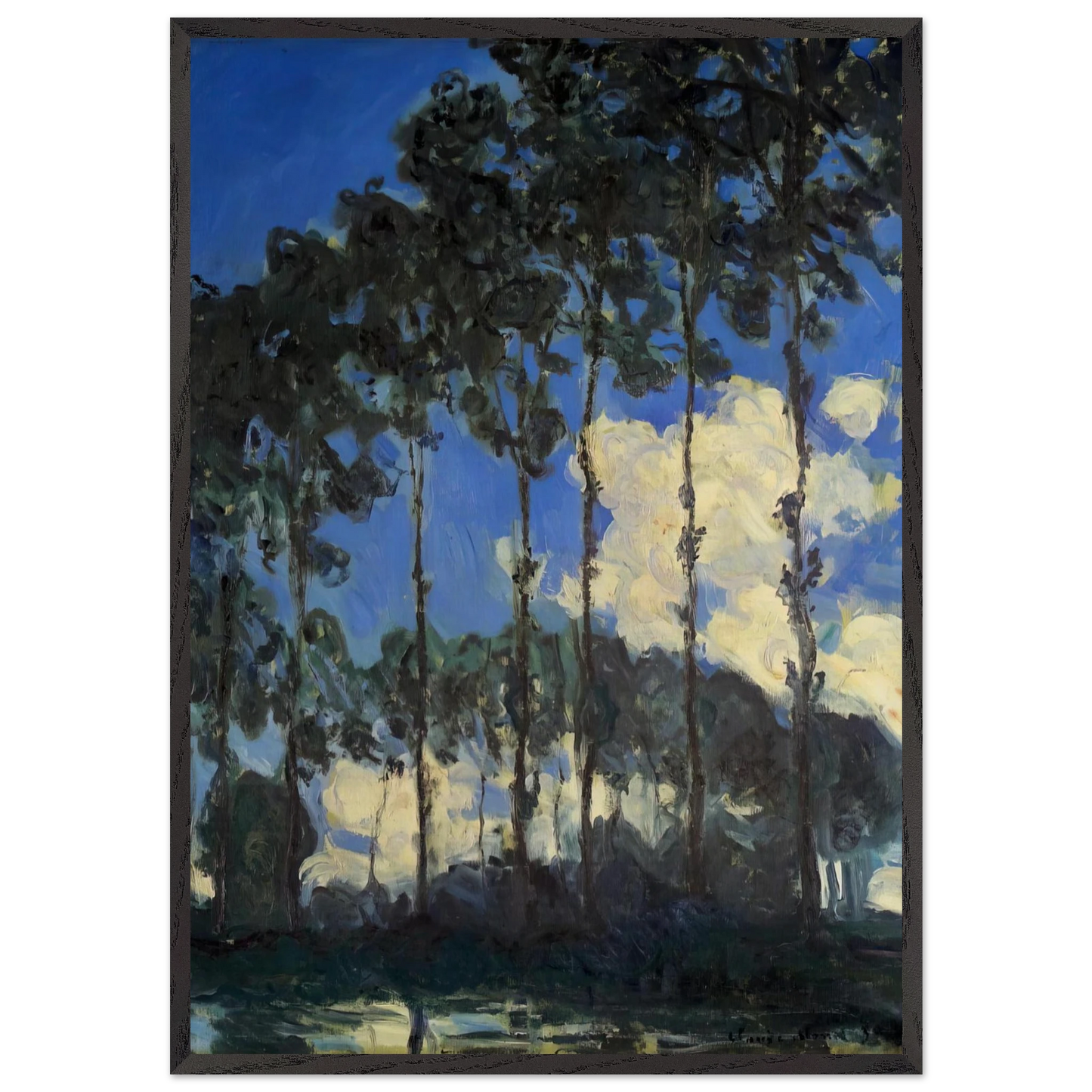 Poplars on the Banks of the Epte - claude monet 70x100 cm / 28x40 inches Framed Art Print – Black Wooden Frame