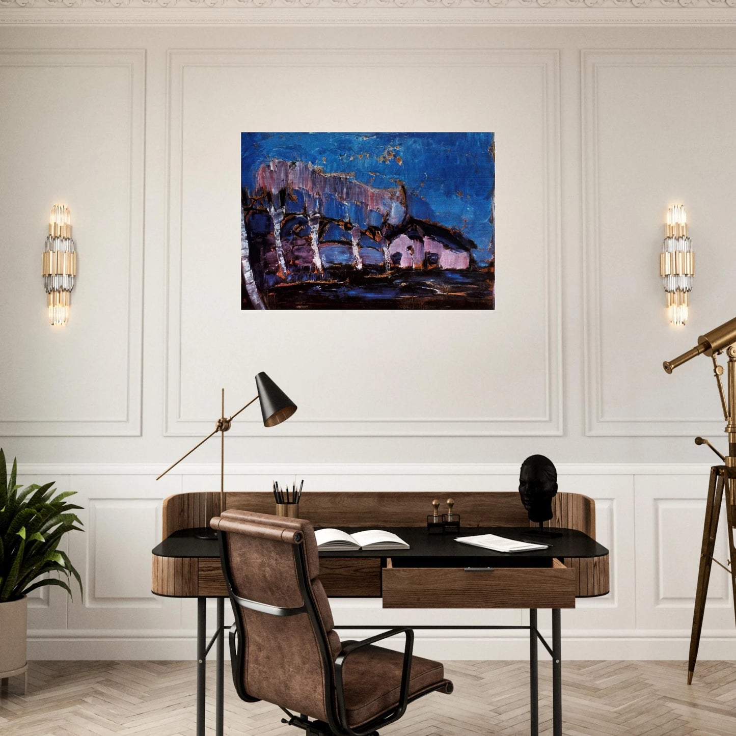 Evening landscape - Piet Mondrian Brushed Aluminum Print - 70x100 cm / 28x40 inches | Piet Mondrian Aluminum Print | Piet Mondrian Prints