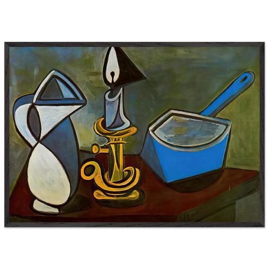 Jug candle and enamel pan - 1945 - Pablo Picasso 70x100 cm / 28x40 inches Framed Art Print – Black Wooden Frame