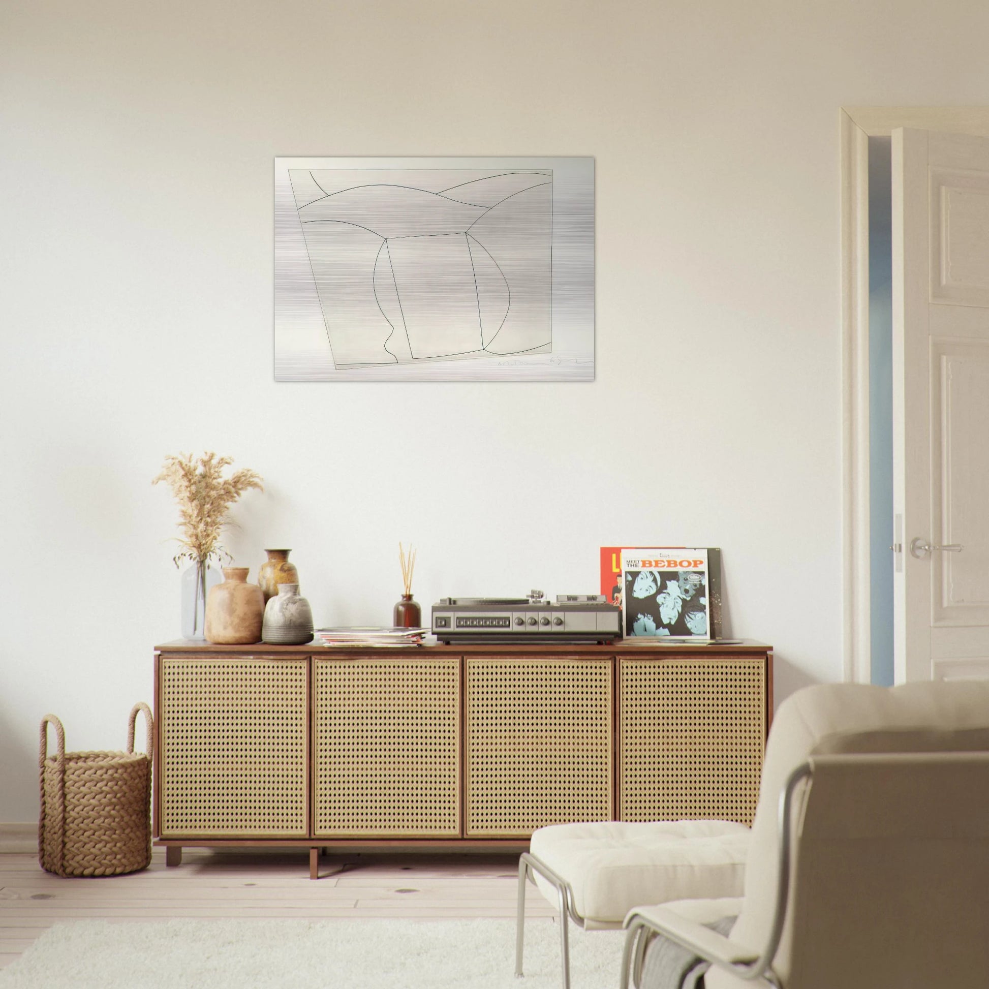 3 forms in a landscape - 1967 - Ben Nicholson Brushed Aluminum Print - 70x100 cm / 28x40 inches | Ben Nicholson Aluminum Print | Ben Nicholson Prints