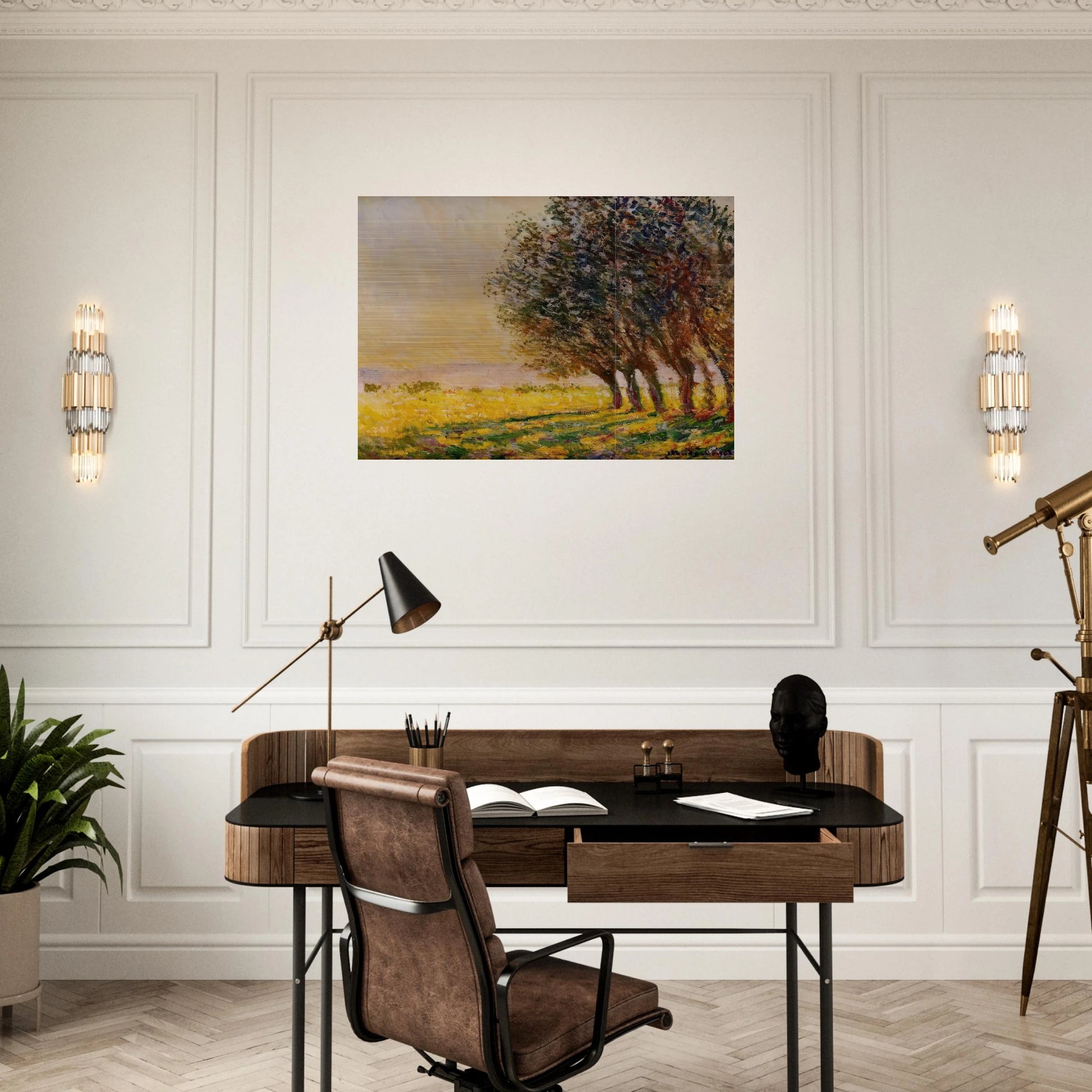 Willows at Sunset - claude monet Brushed Aluminum Print - 70x100 cm / 28x40 inches | claude monet Aluminum Print | claude monet Prints