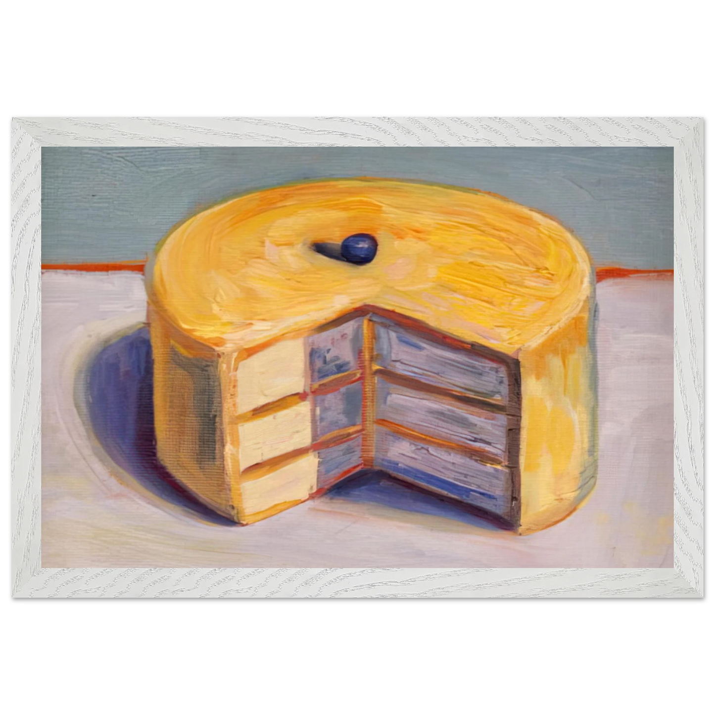 Wayne Thiebaud - Lemon Cake - 1964 Wall Art - 21x29.7 cm / 8x12" - Premium Wooden Framed Poster With Fine Art Paper-canvas - White frame
