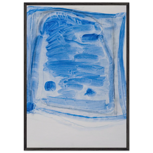 Sketchy Cobaltic Blue Flag - 2009 N1 - Ralston Crawford 70x100 cm / 28x40 inches Framed Art Print – Black Wooden Frame