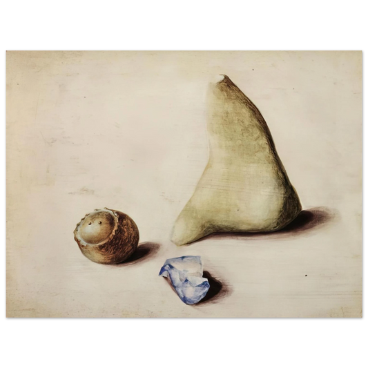Julius Bissier - Pietra calcarea dalle Alpi Sveve Burgfelden, un pezzo di vetro grezzo dallÃ¢â‚¬â„¢Adriatico Rimini, galle da Gubbio. Natale 38 - 1938  75x100 cm / 30x40inches Fine Art Poster