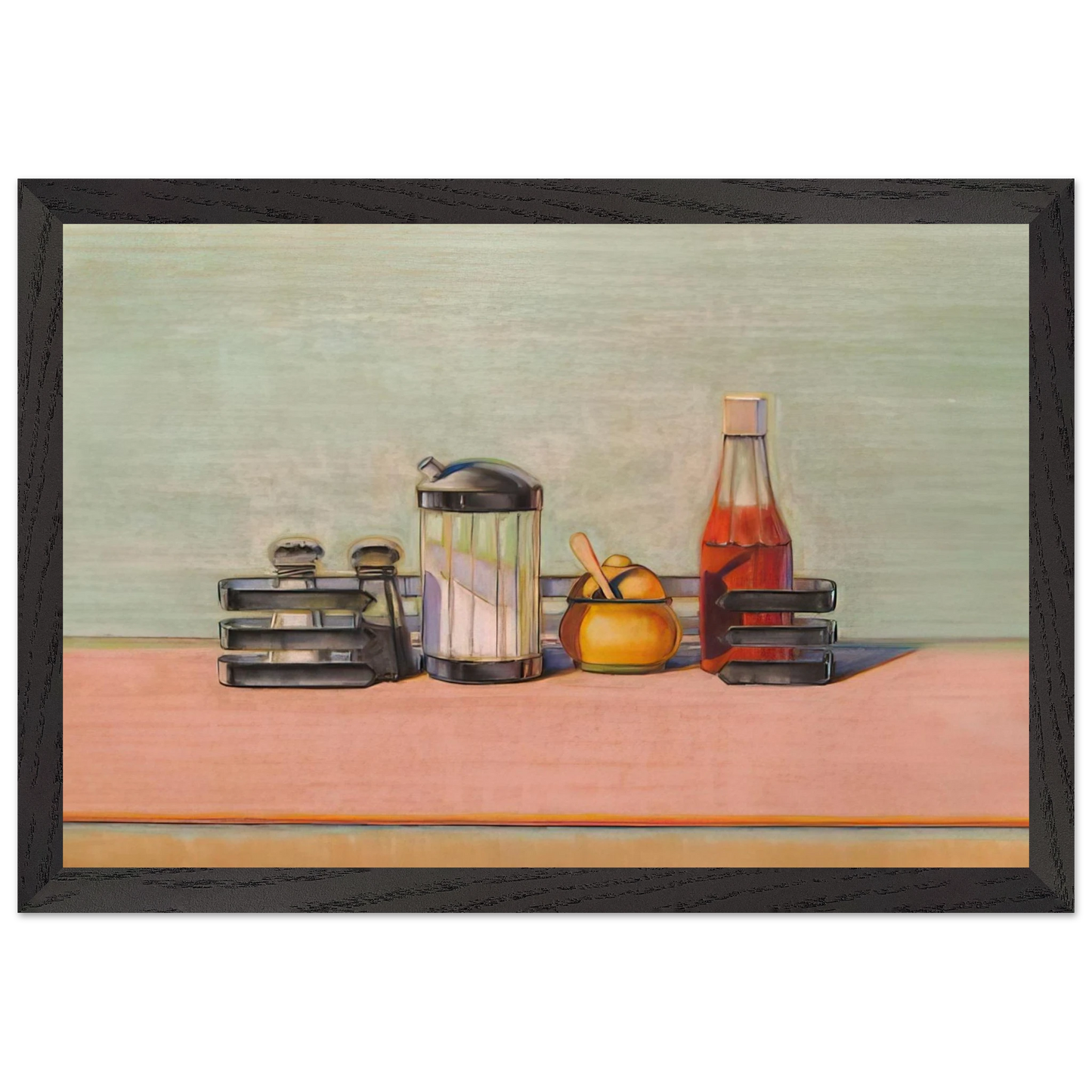Wayne Thiebaud - Caged Condiments - 2000 Wall Art - 30x40 cm / 12x16 inches - Premium Wooden Framed Poster With Fine Art Paper - White frame