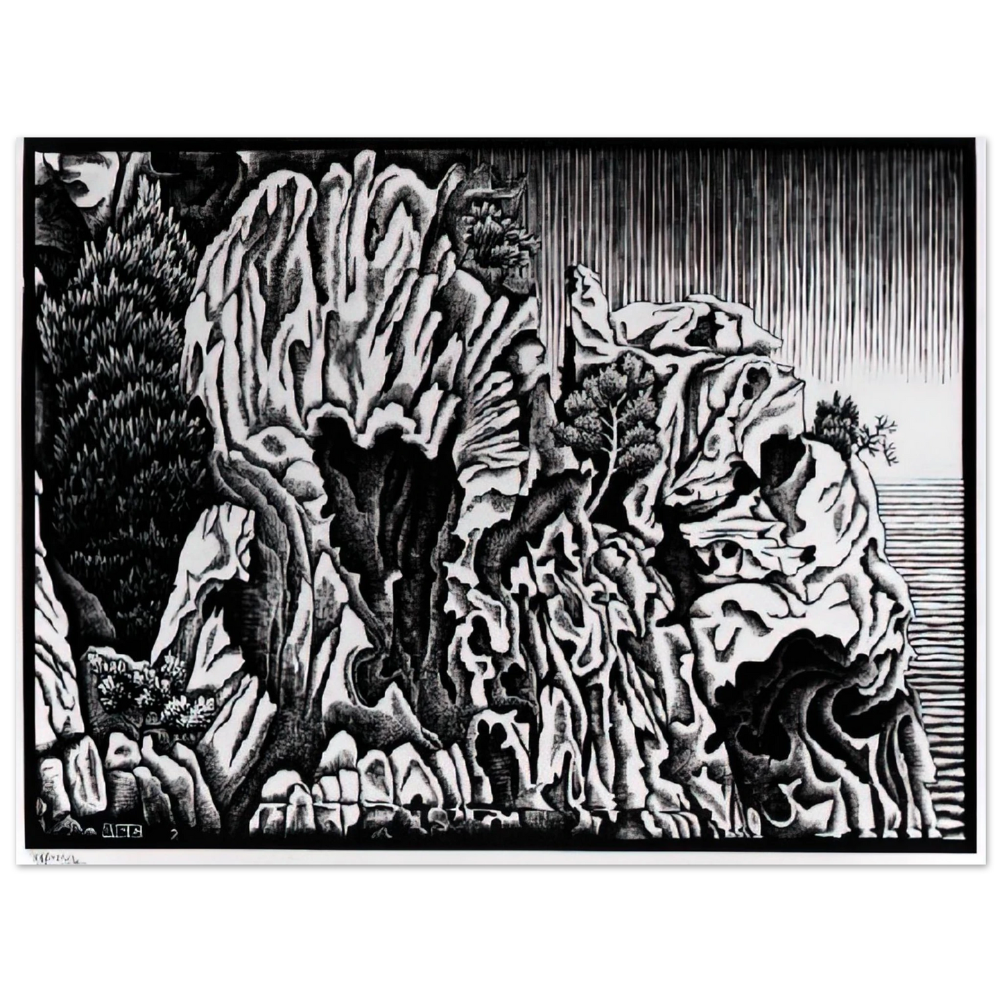 MC Escher - CALANCHE OF PIANA CORSICA FEBRUARY 1934 1934 Wall Art - 21x29.7 cm / 8x12" - Fine Art Poster-canvas - -