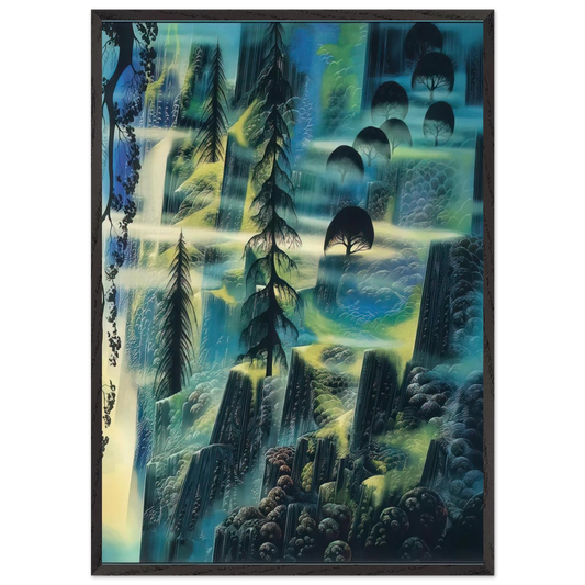 Where Eagles Fly - Eyvind Earle 70x100 cm / 28x40 inches Framed Art Print – Black Wooden Frame