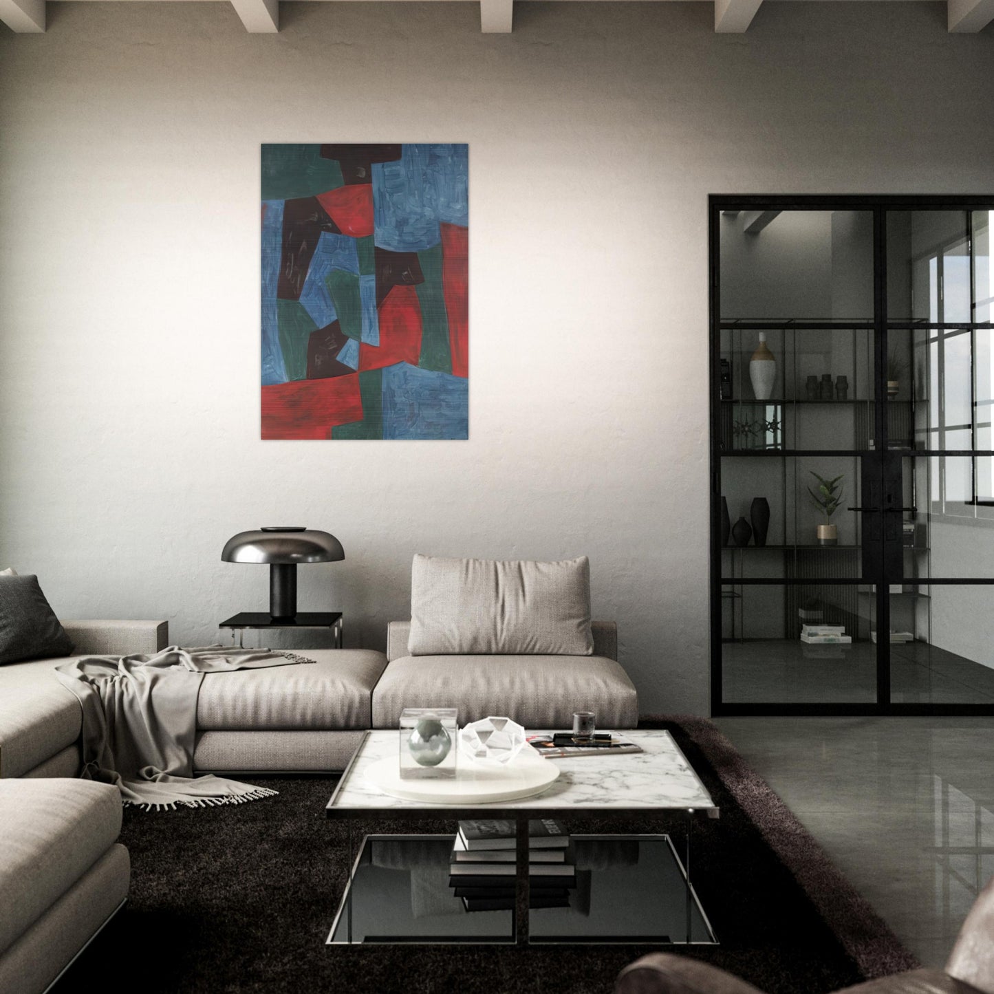 Composition abstraite - 1958 - Serge Poliakoff Brushed Aluminum Print - 70x100 cm / 28x40 inches | Serge Poliakoff Aluminum Print | Serge Poliakoff Prints