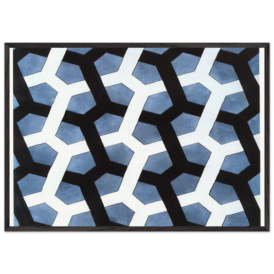 INTERLACED HEXAGON - MC Escher 70x100 cm / 28x40 inches Framed Art Print – Black Wooden Frame | Maurits Cornelis Escher Prints