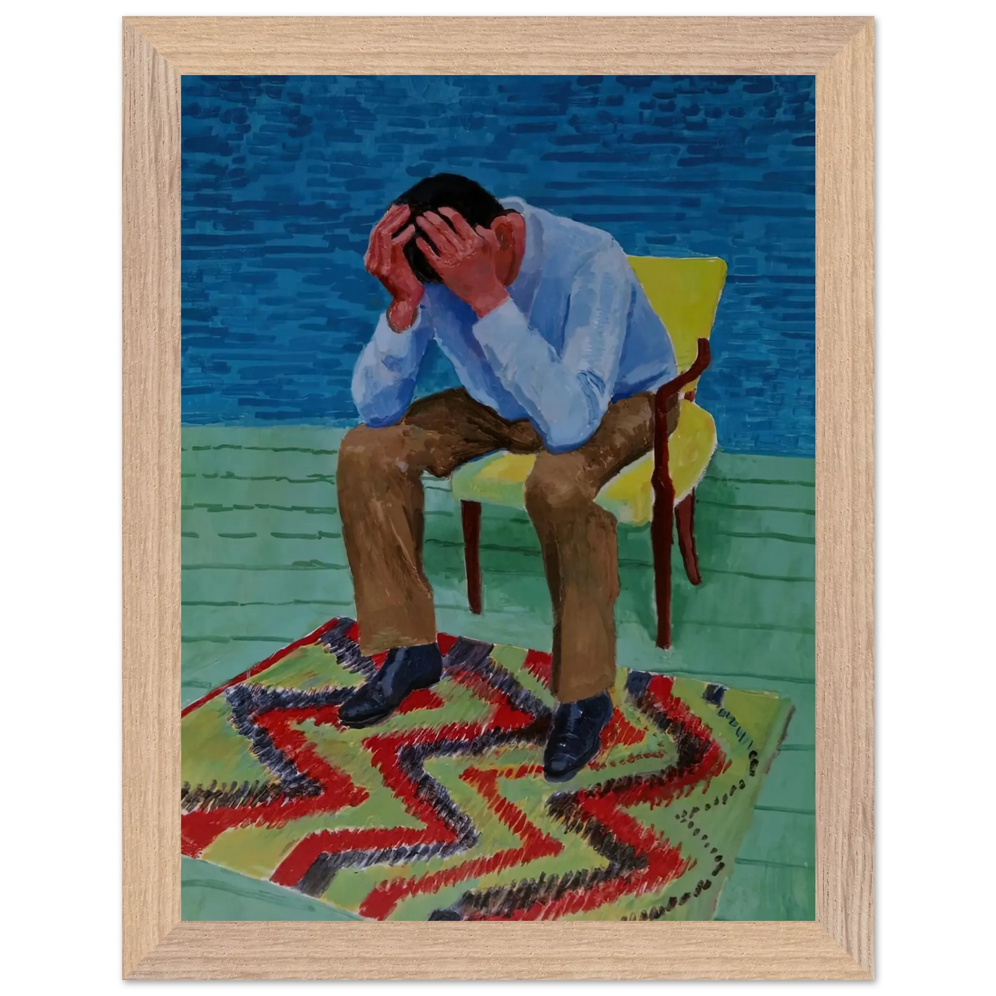David Hockney - David Hockney Wall art - 60x80 cm / 24x32 Inches - Premium Wooden Framed Poster With Fine Art Paper - White frame