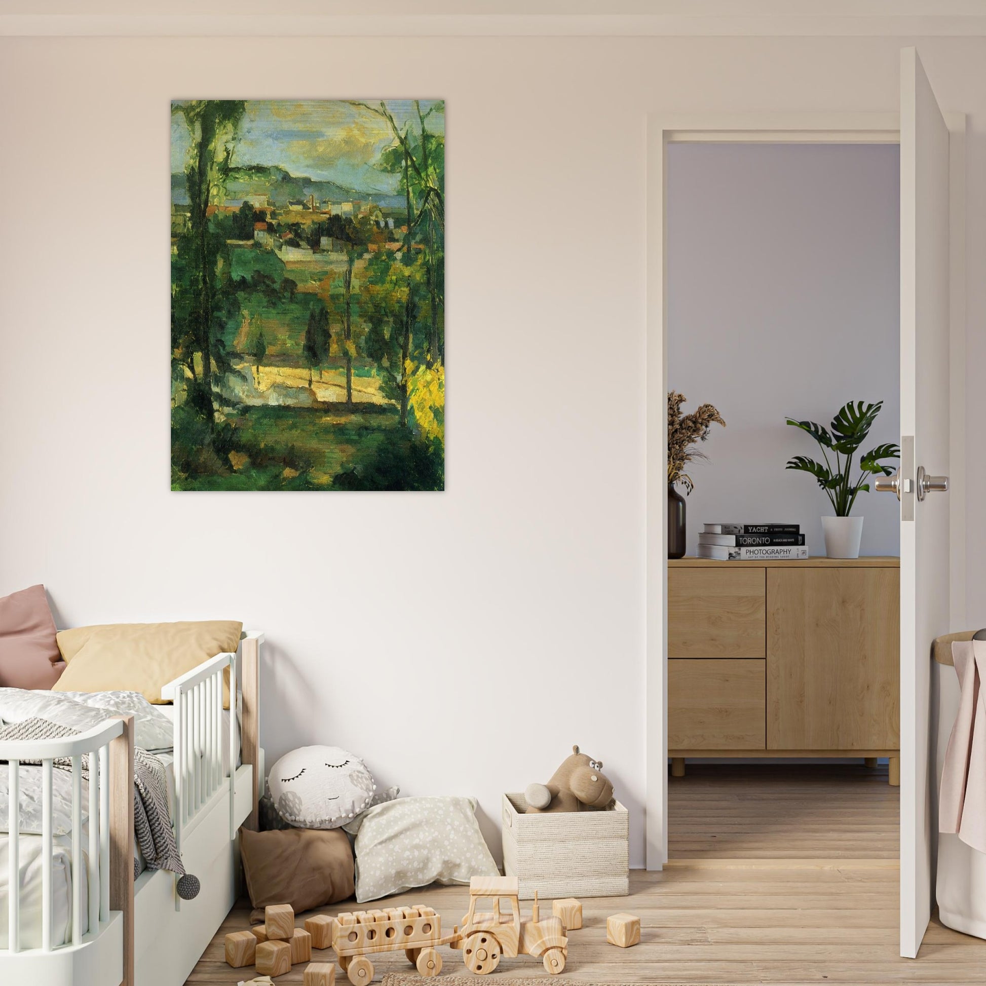 Village behind Trees - Paul Cézanne Brushed Aluminum Print - 70x100 cm / 28x40 inches | Paul Cézanne Aluminum Print | Paul Cézanne Prints