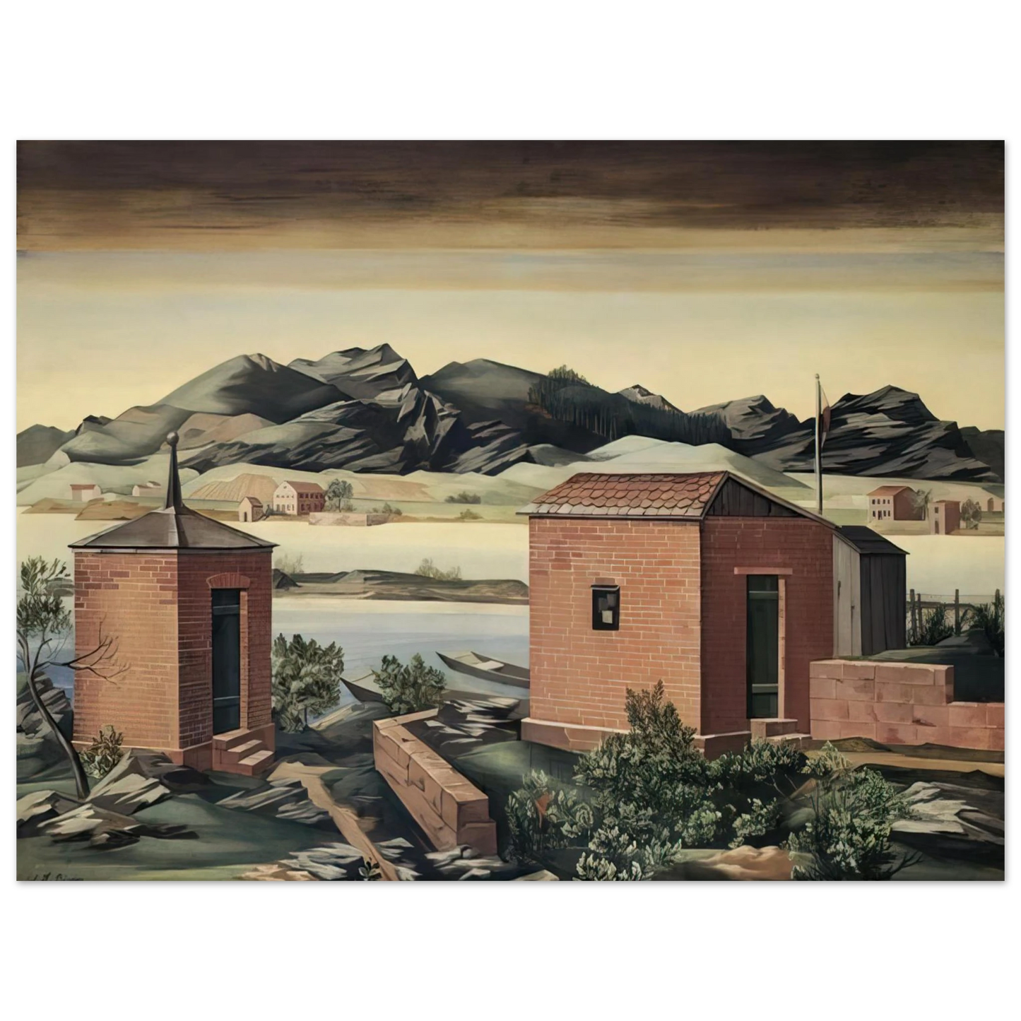 Julius Bissier - Imbarcadero a Zurigo - 1927  75x100 cm / 30x40inches Fine Art Poster