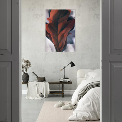 Large Dark Red Leaves on White - Georgia O'Keeffe Brushed Aluminum Print - 70x100 cm / 28x40 inches | Georgia O'Keeffe Aluminum Print | Georgia O'Keeffe Prints