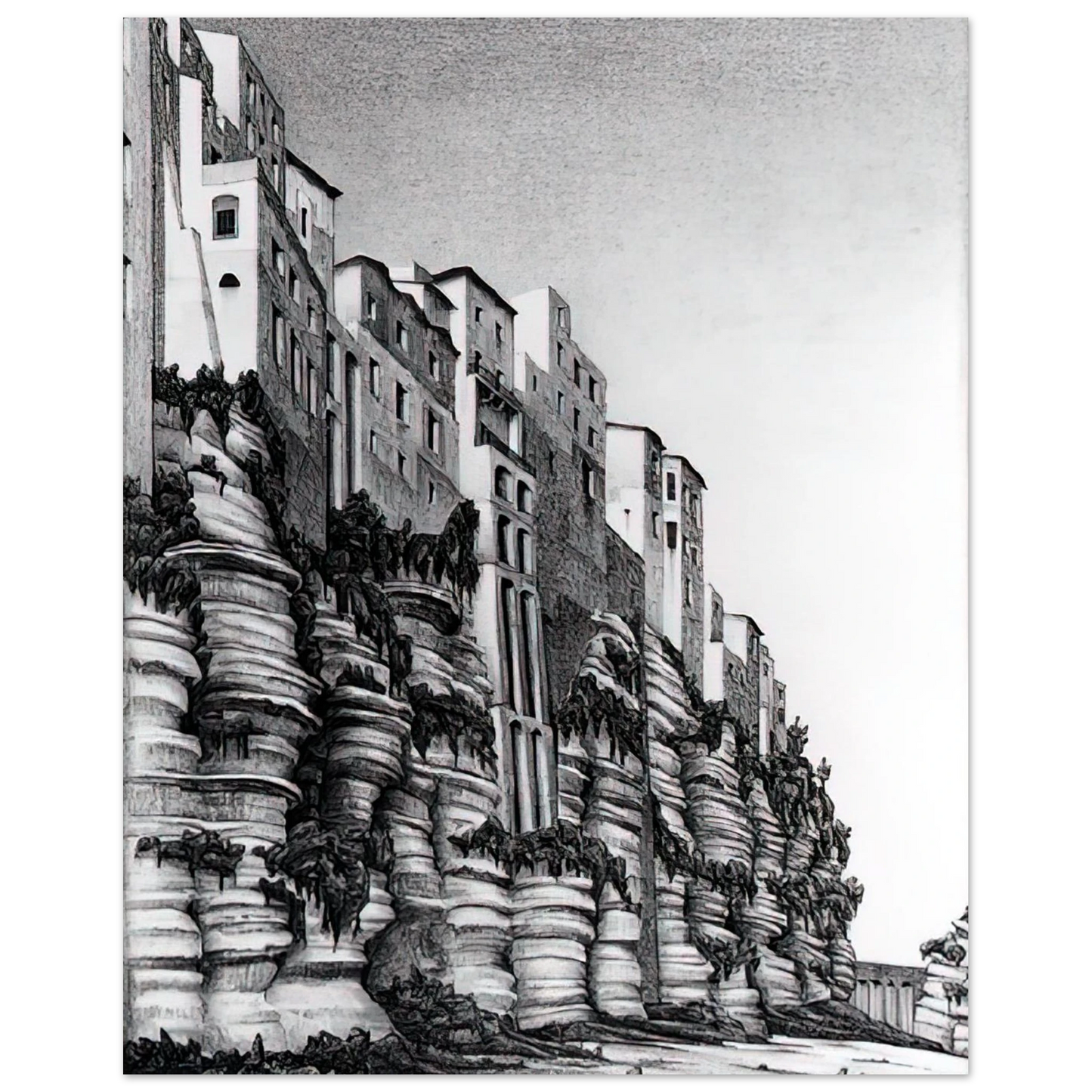 MC Escher - TROPEA CALABRIA Wall art - 60x80 cm / 24x32 inches - Premium Wooden Framed Poster With Fine Art Paper-canvas - Black frame