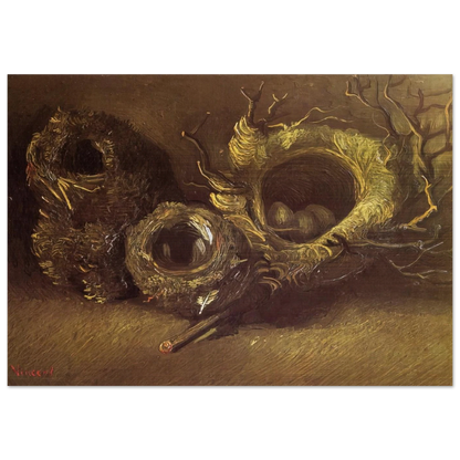 Still Life with Three Birds Nests - Vincent van Gogh Brushed Aluminum Print - 70x100 cm / 28x40 inches | Vincent van Gogh Aluminum Print | Vincent van Gogh Prints