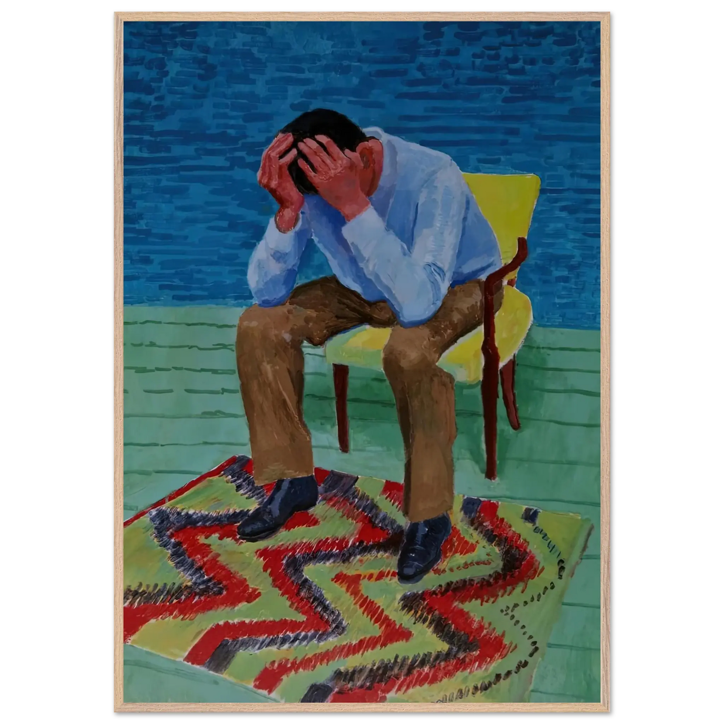 David Hockney - David Hockney Wall art - 45x60 cm / 18x24 Inches - Premium Wooden Framed Poster With Fine Art Paper - White frame