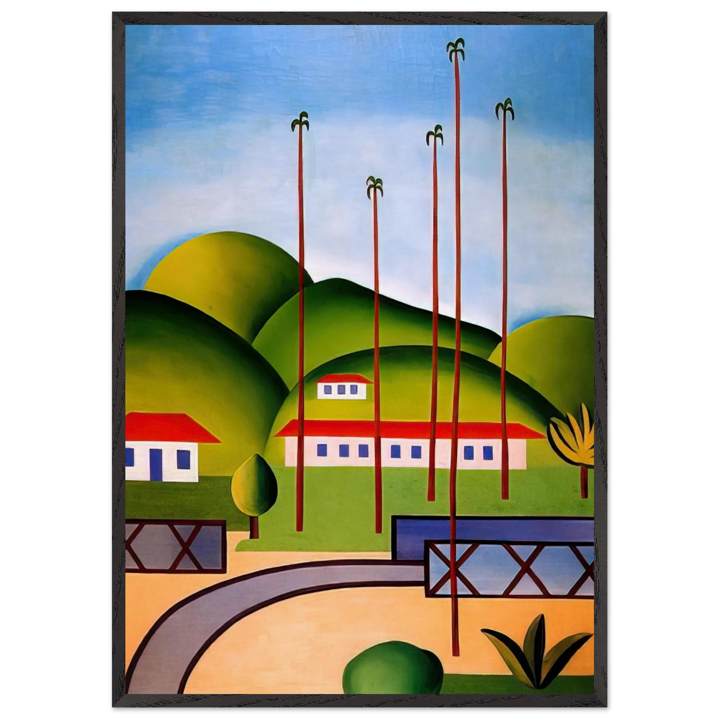 Palm Trees - Tarsila do Amaral 70x100 cm / 28x40 inches Framed Art Print – Black Wooden Frame