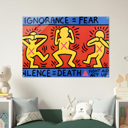 IGNORANCE FEAR 1989 - Keith Haring Acrylic Print - 70x100 cm / 28x40″ inches