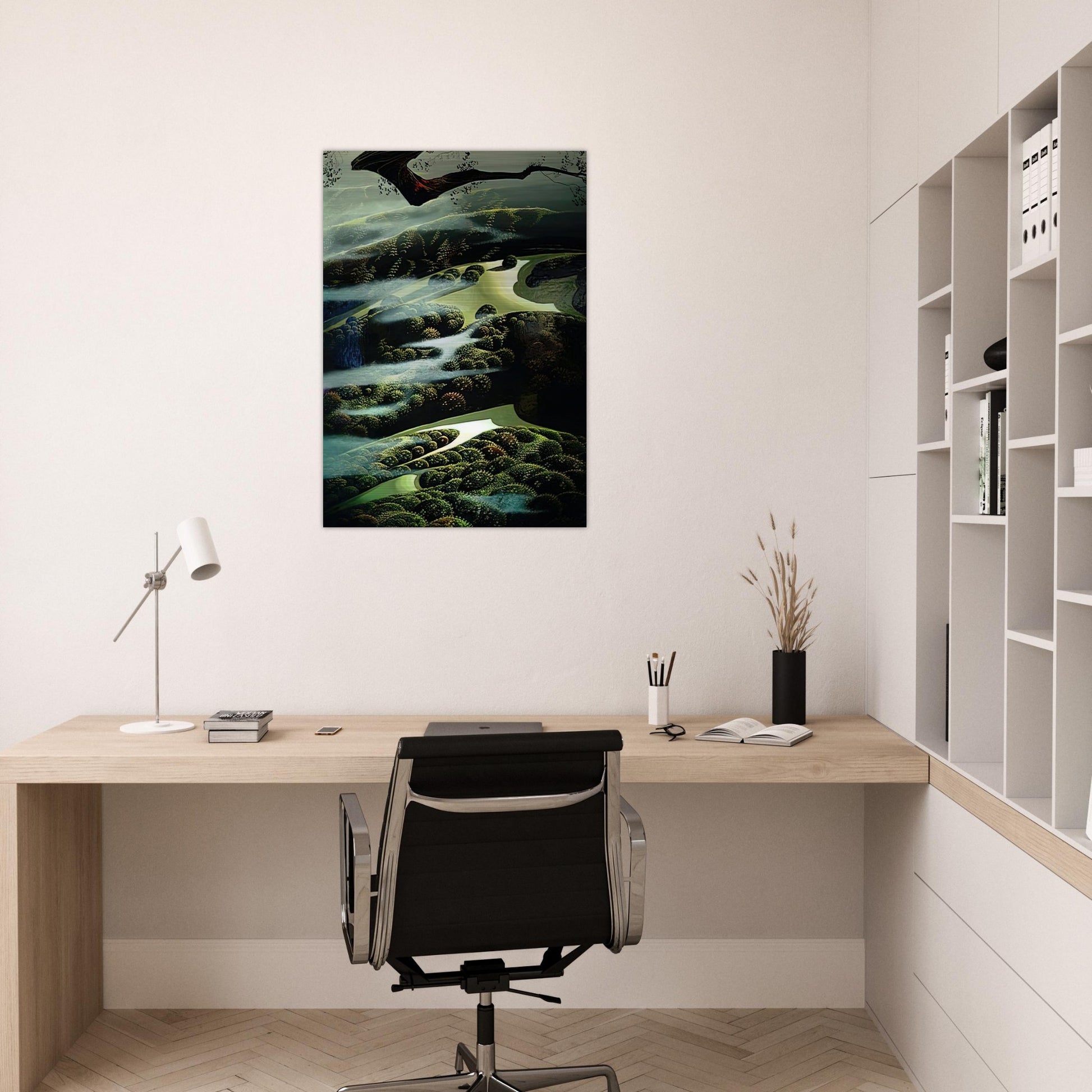Carmel Valley Memory - Eyvind Earle Brushed Aluminum Print - 70x100 cm / 28x40 inches | Eyvind Earle Aluminum Print | Eyvind Earle Prints
